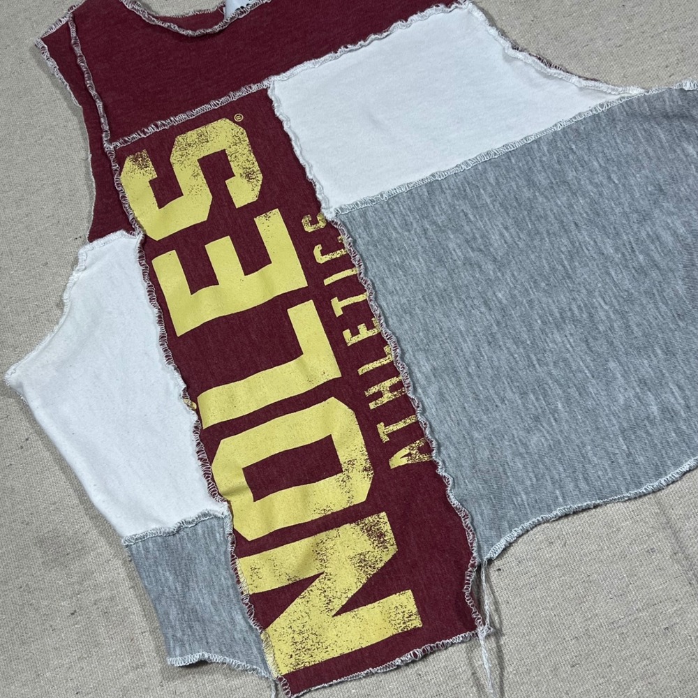 TongueTied Apparel Rework Florida State Seminoles Patchwork Scrappy Tank Top *XS